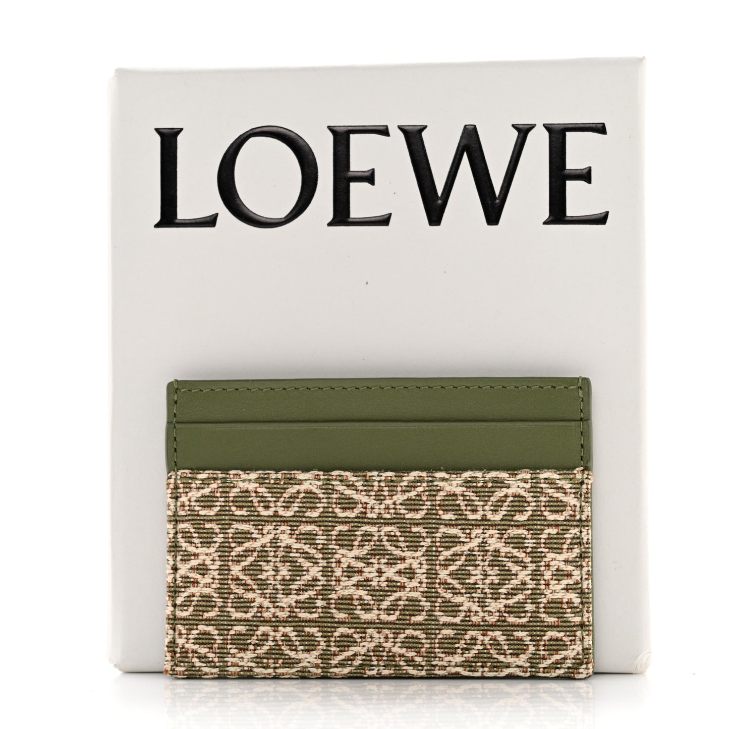 Calfskin Jacquard Anagram Cardholder Avocado Green
