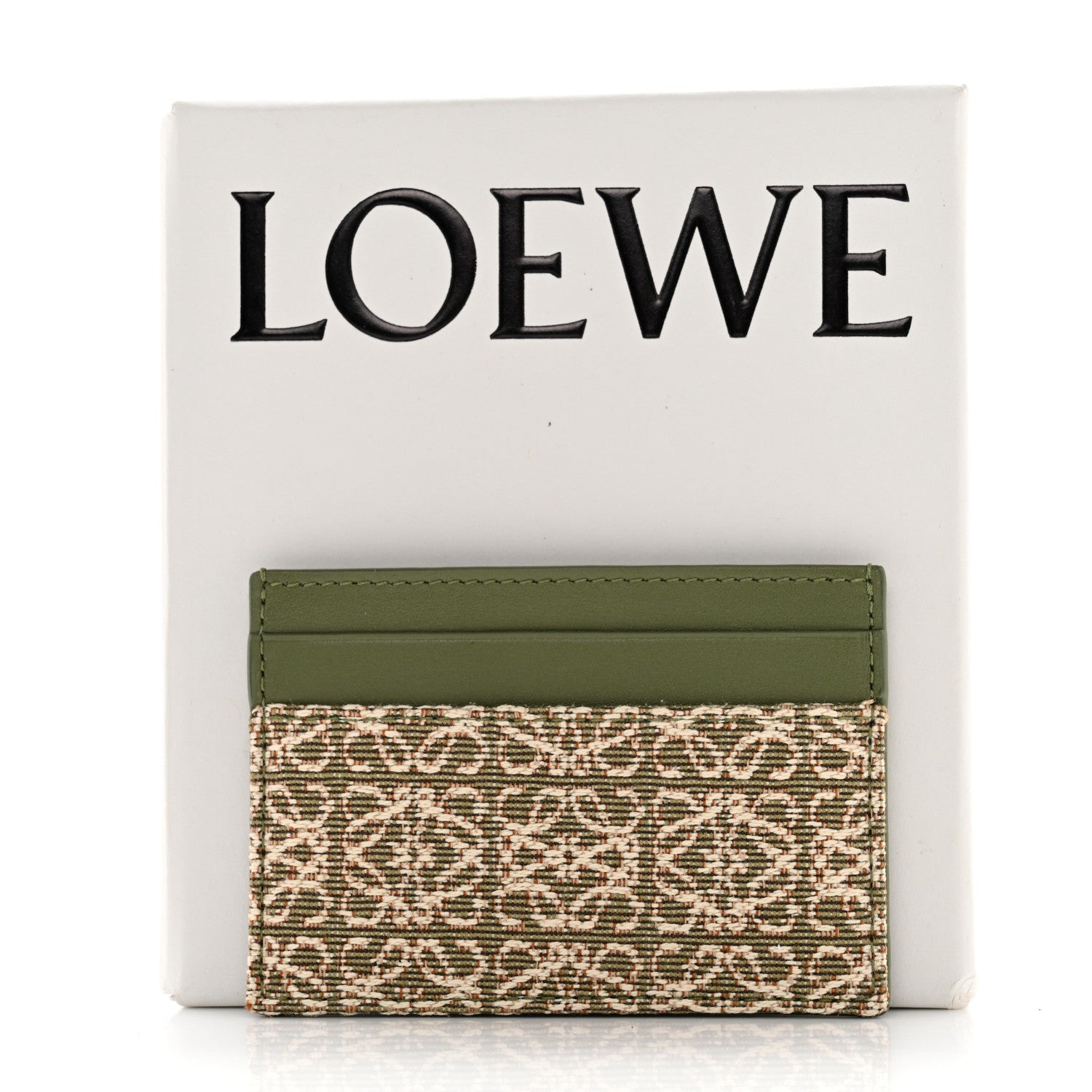 Loewe Calfskin Jacquard Anagram Cardholder Avocado Green 9 of 9