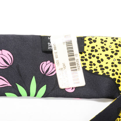 Hermes Silk Les Leopards Twilly Noir Jaune Vert 3 of 6