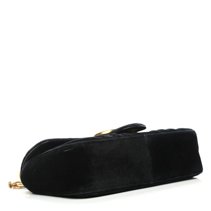 Gucci Velvet Matelasse Mini GG Marmont Shoulder Bag Black 3 of 6