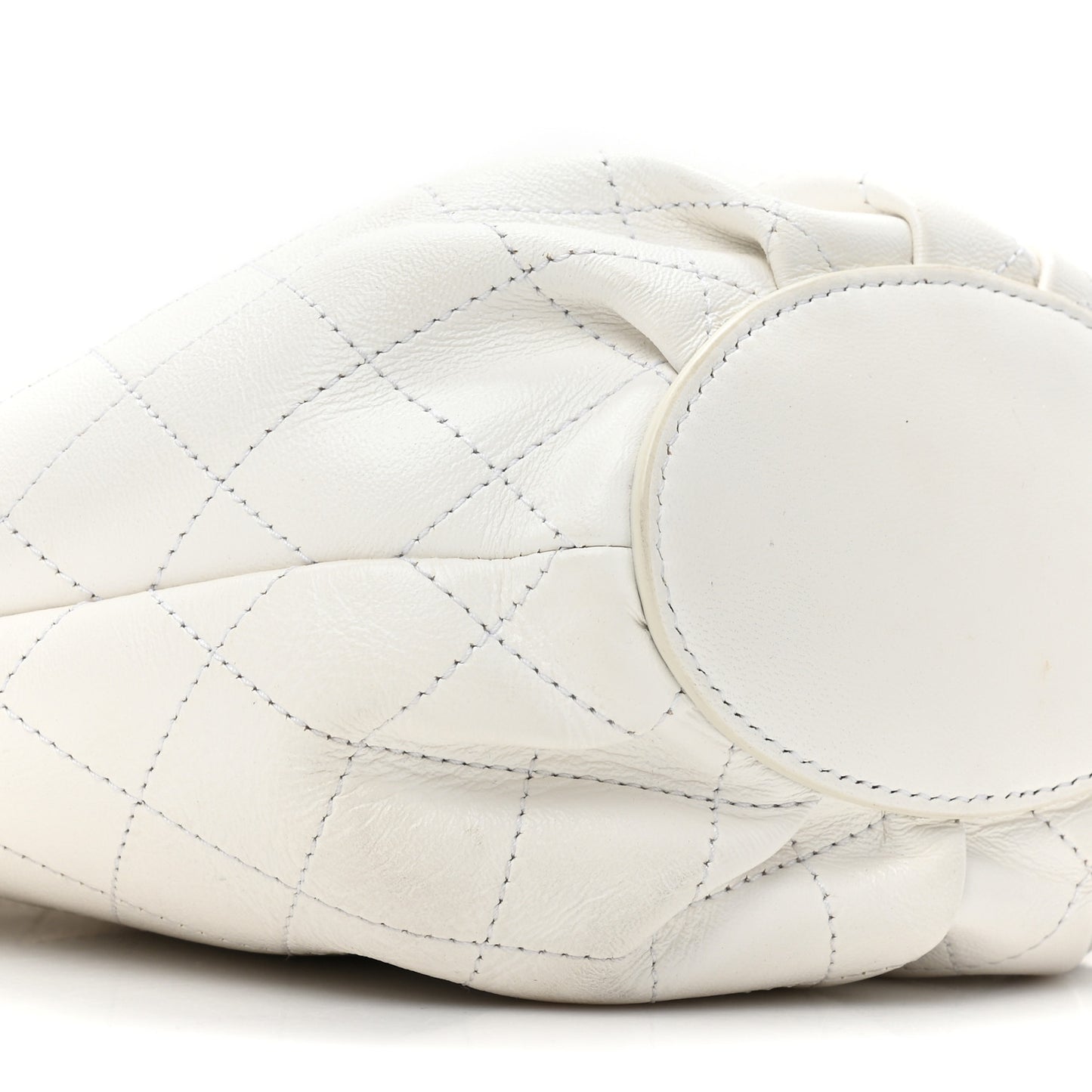 Lambskin Stitched Small Shopping Tote White