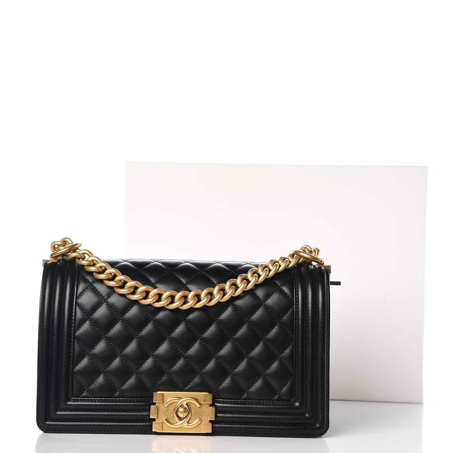 Chanel Lambskin Quilted Medium Boy Flap Black 11 of 11