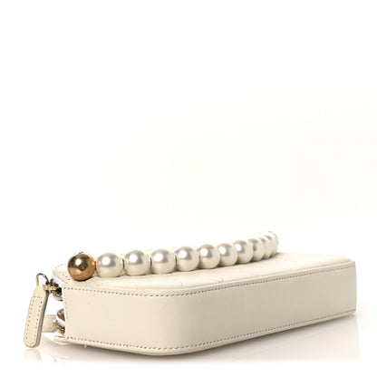 Chanel Goatskin Stitched Small Chic Pearls Clutch With Chain  White 4 of 13
