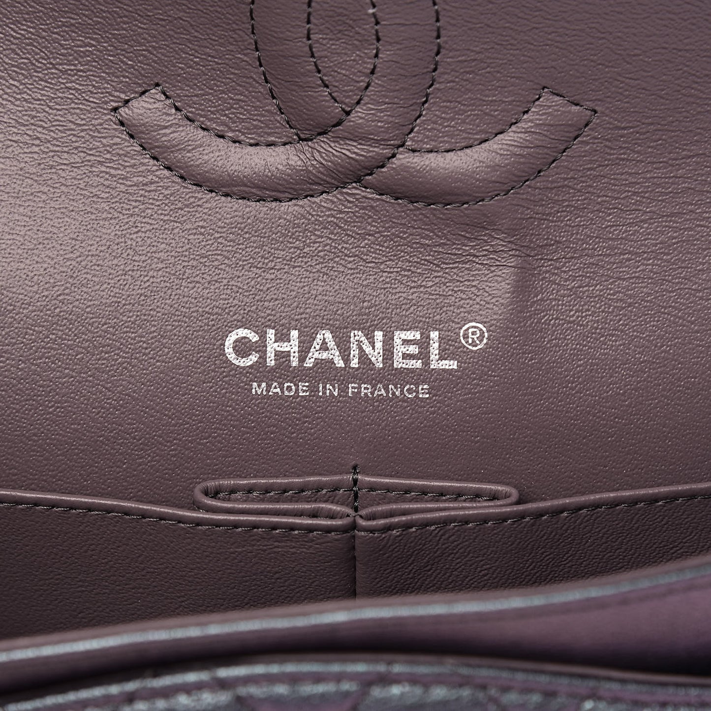 Iridescent Goatskin Quilted Medium Double Flap Purple