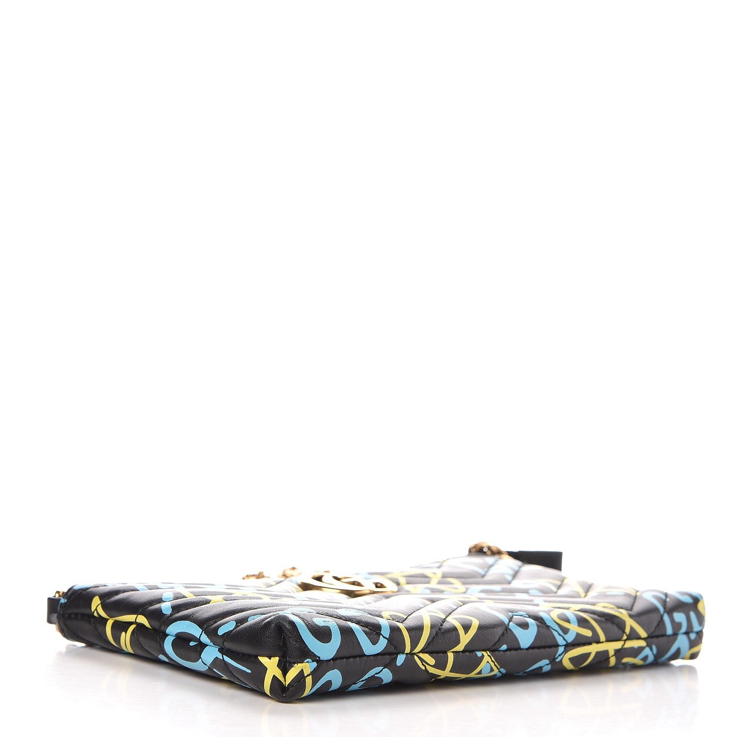 Calfskin Matelasse Printed Mini GucciGhost GG Marmont Chain Bag Black New Acquamarine