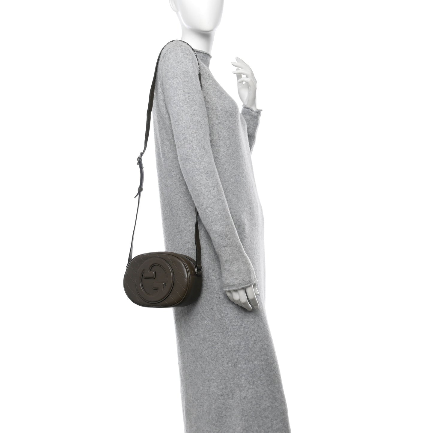 Sakai Be Green Calfskin Diagonal Stitched Mini Blondie Shoulder Bag Craclet Brown
