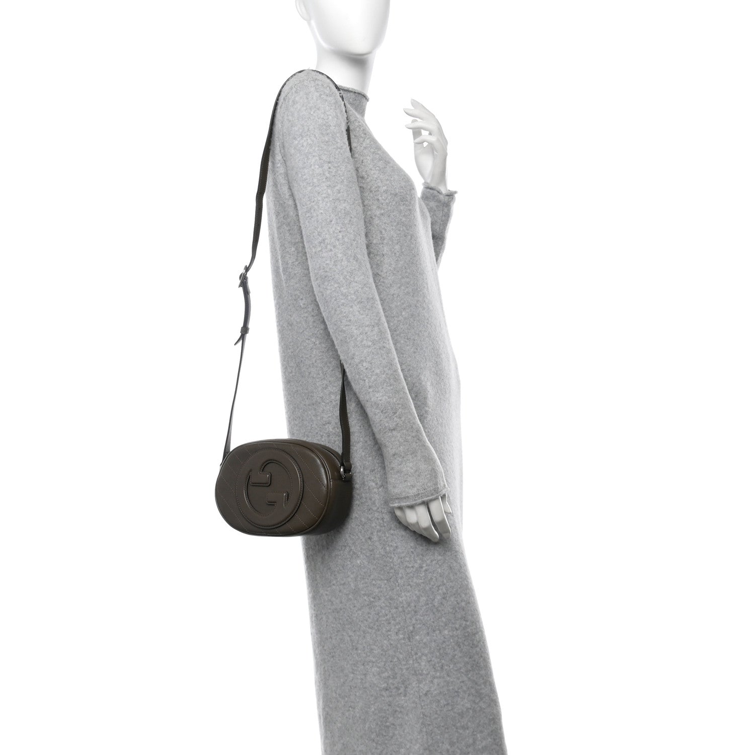Gucci Sakai Be Green Calfskin Diagonal Stitched Mini Blondie Shoulder Bag Craclet Brown 2 of 10