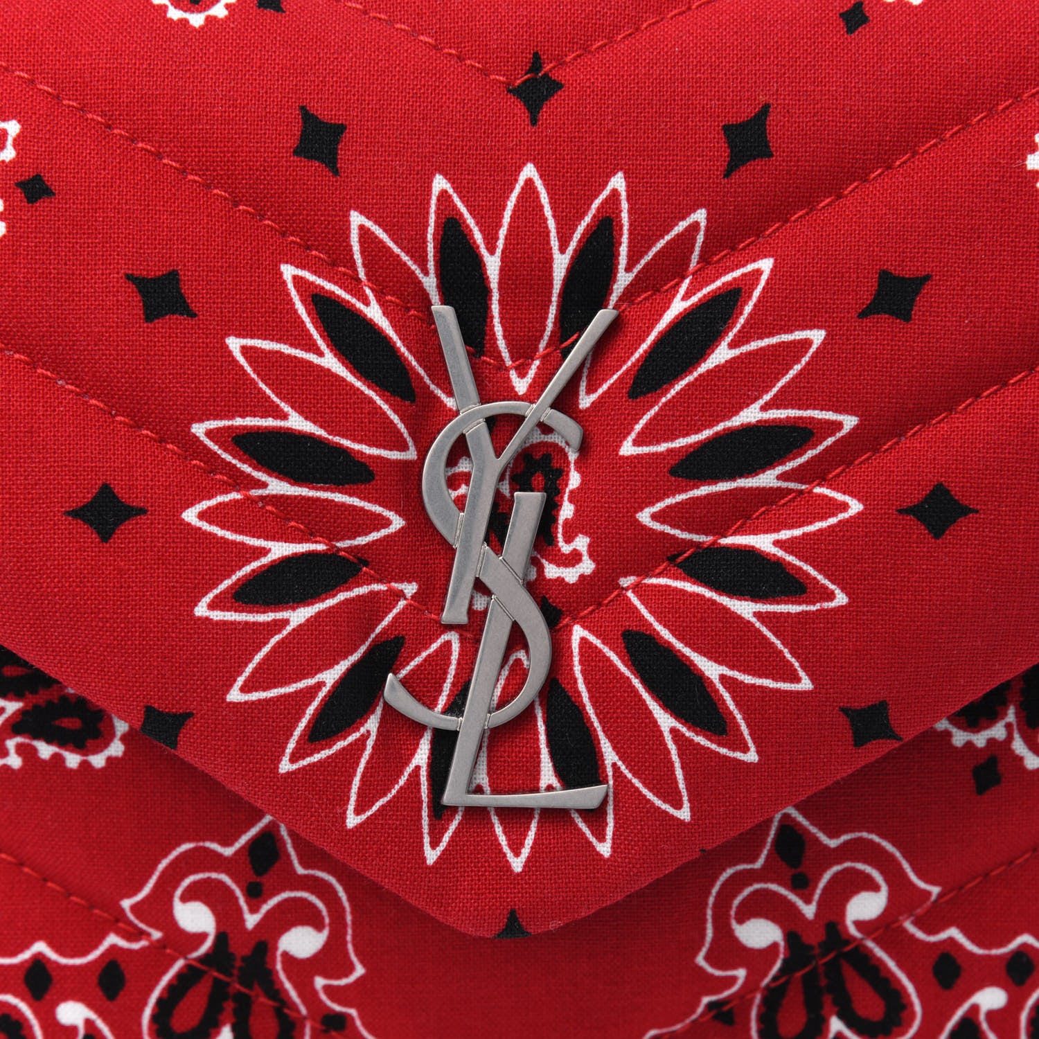 Saint Laurent Cotton Bandana Y Quilted Monogram Toy Loulou Crossbody Bag Red 5 of 5