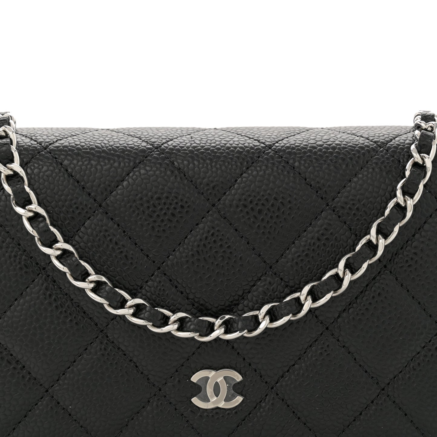 Caviar Quilted Wallet on Chain WOC Black