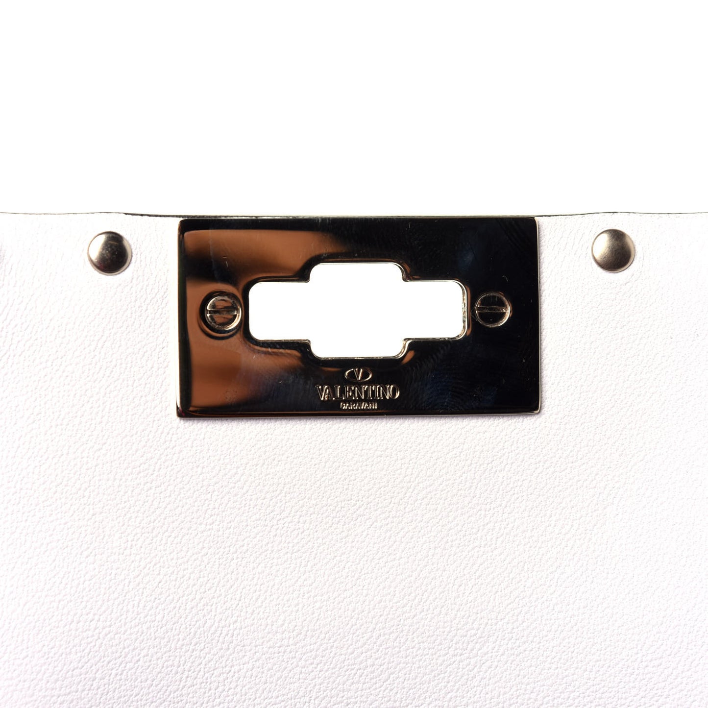 Lambskin Rockstud Spike Wallet on Chain White