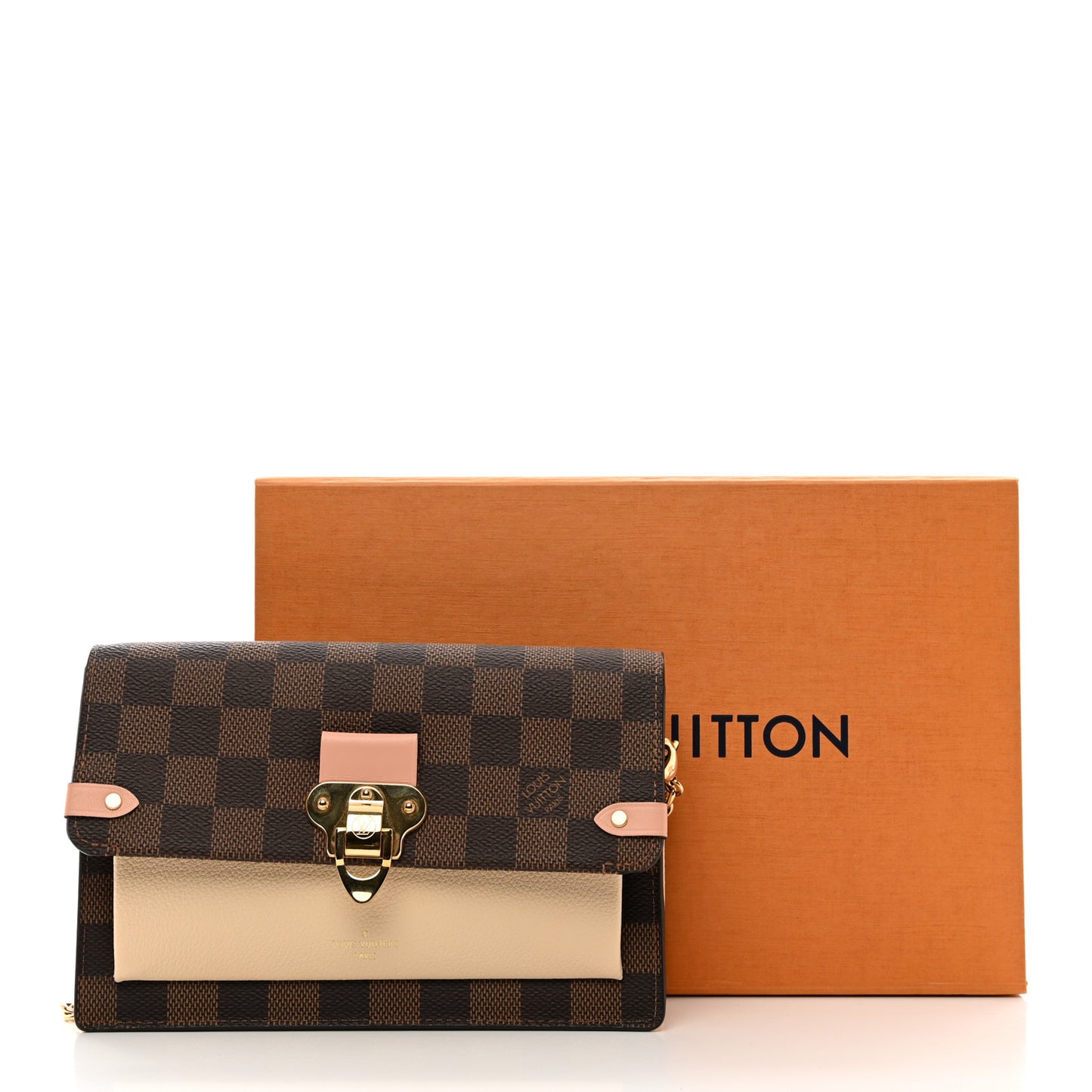 Damier Ebene Vavin Chain Wallet Creme