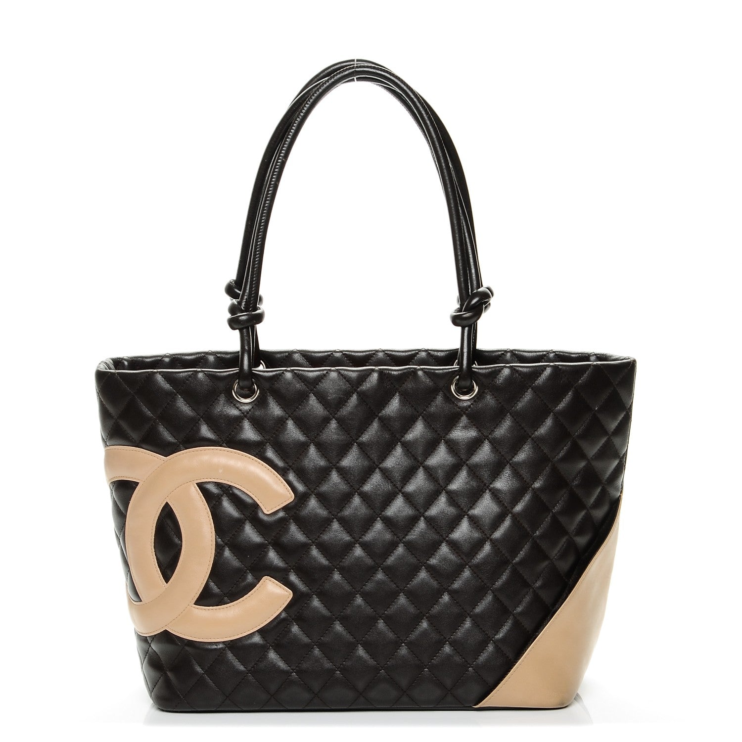 Chanel Calfskin Quilted Large Cambon Tote Brown Beige 1 of 7