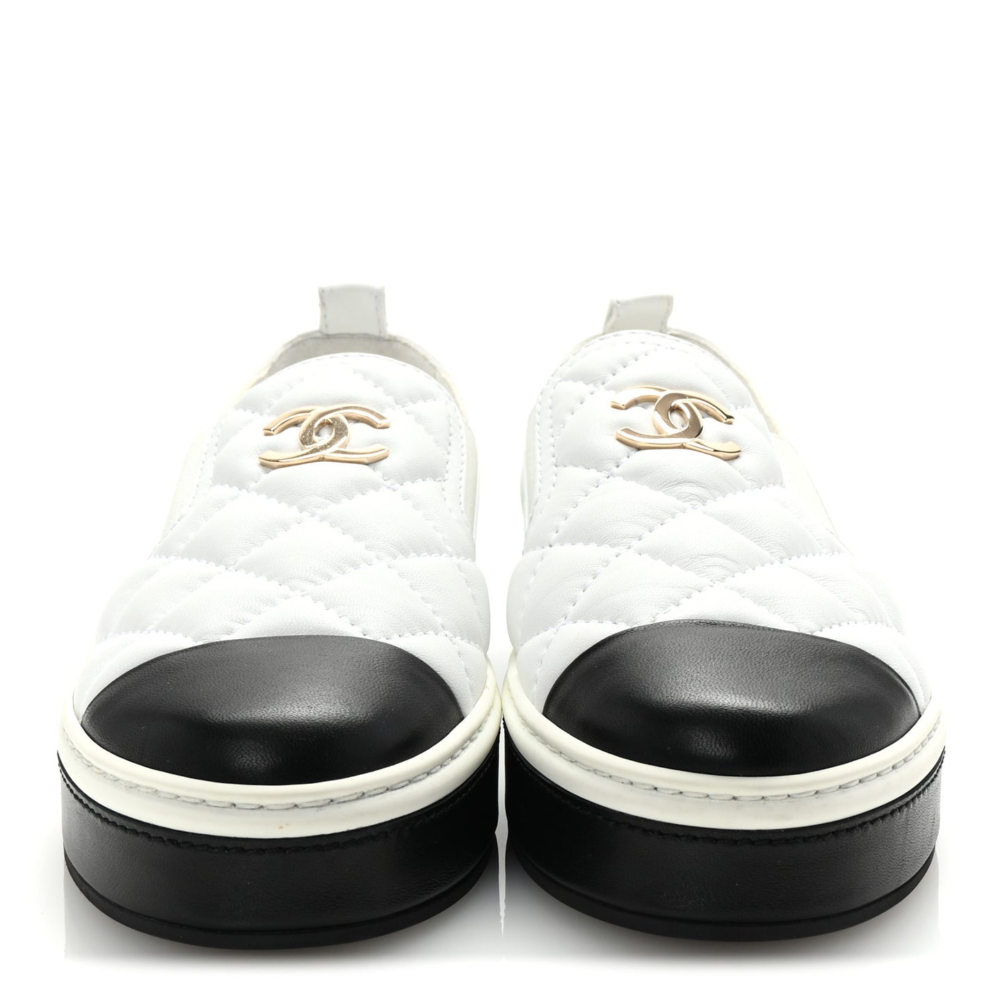 Lambskin Quilted Womens CC Stroll Sneakers 38 White