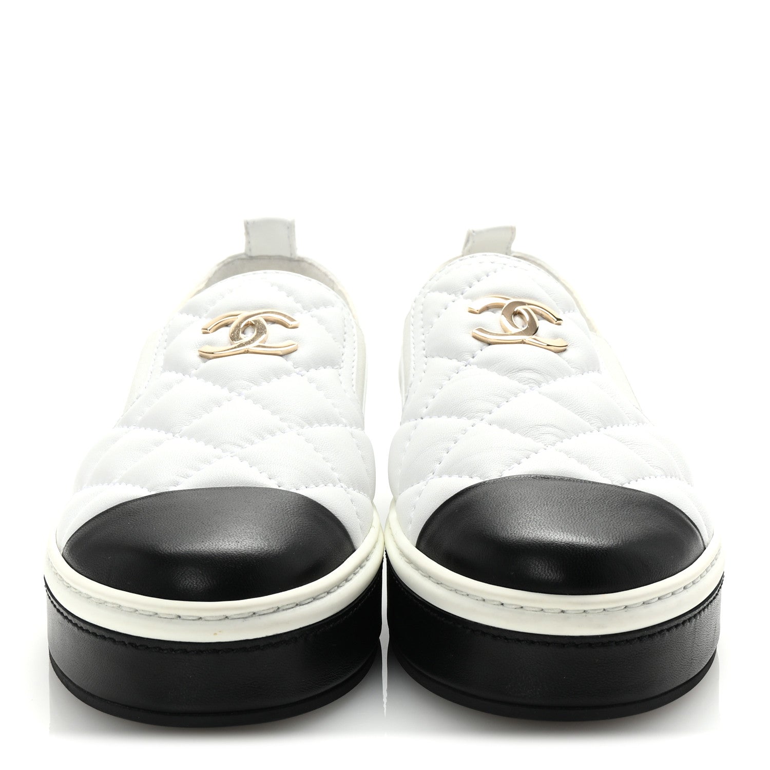 Chanel Lambskin Quilted Womens CC Stroll Sneakers 38 White 3 of 9