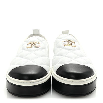 Chanel Lambskin Quilted Womens CC Stroll Sneakers 38 White 3 of 9