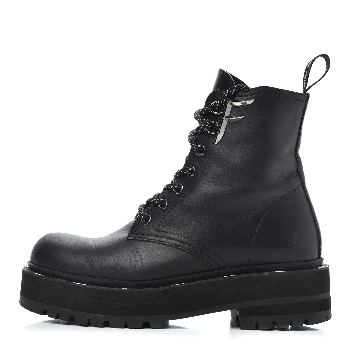 Calfskin FFreedom Platform Biker Boots 35 Black
