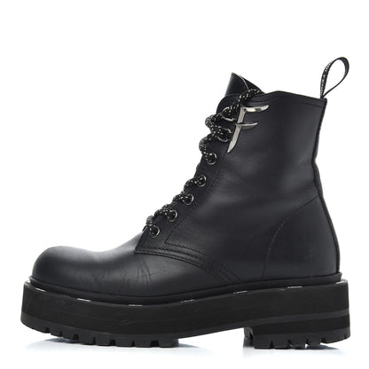 Fendi Calfskin FFreedom Platform Biker Boots 35 Black 1 of 18