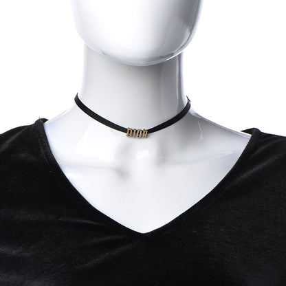 Christian Dior Grosgrain Ribbon Dior Logo Choker Necklace Black 2 of 5