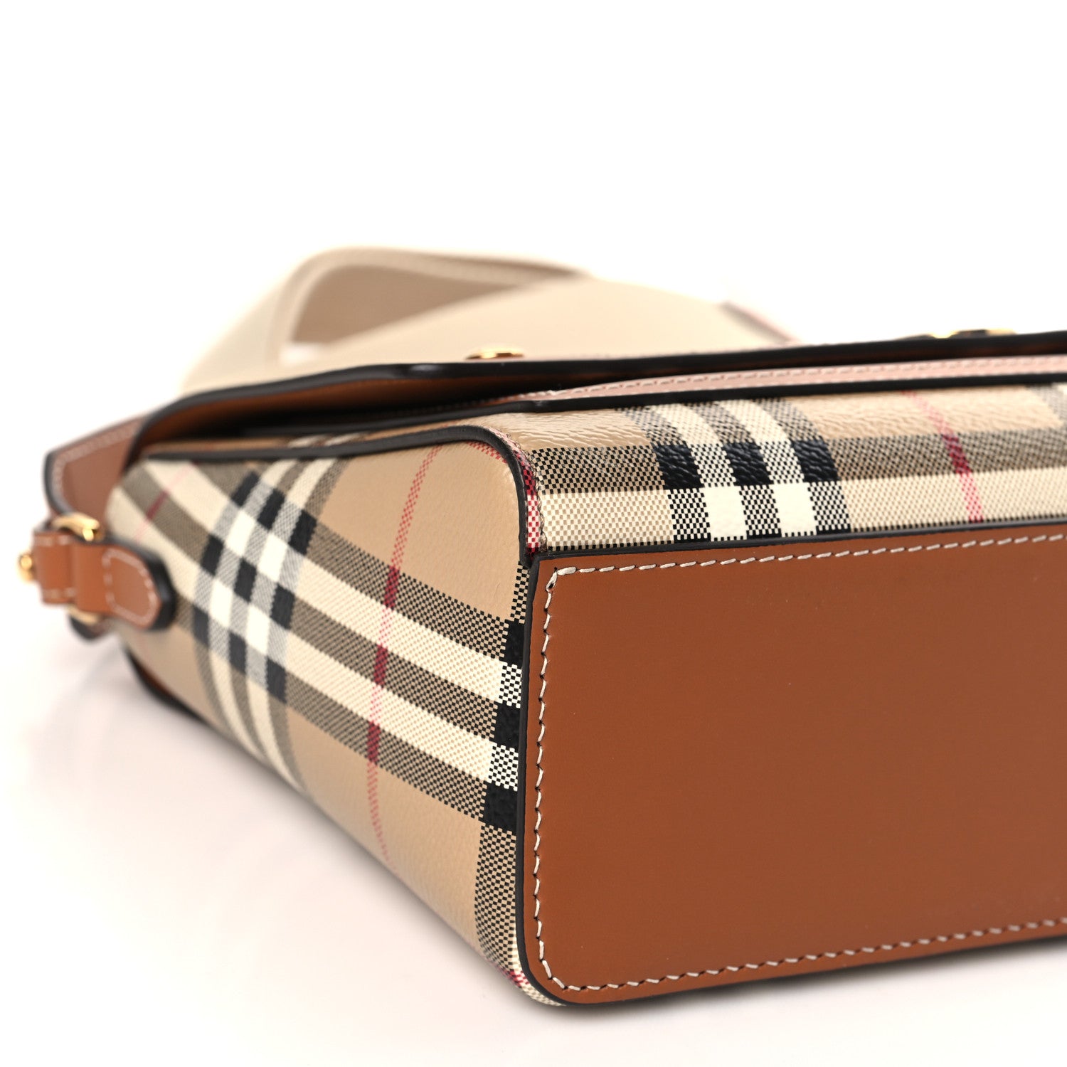Burberry Coated Canvas Calfskin Vintage Check Medium Note Crossbody Bag Briar Brown 7 of 8