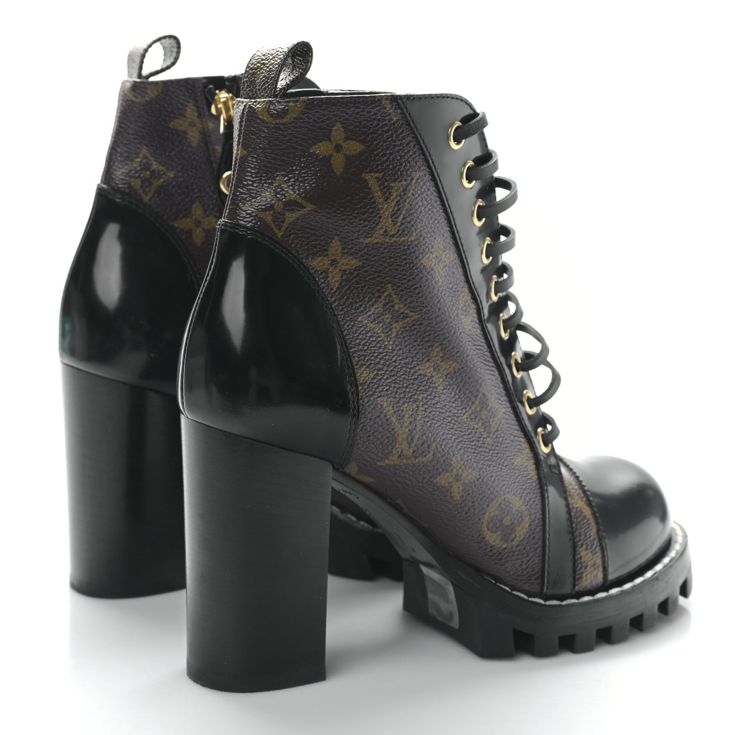 Louis Vuitton Patent Calfskin Monogram Star Trail Ankle Boots 37 Black 4 of 6