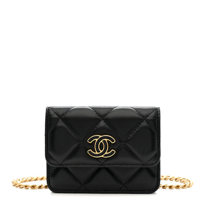 Chanel Lambskin Enamel Quilted Pending CC Flap Belt Bag Black 1 of 11