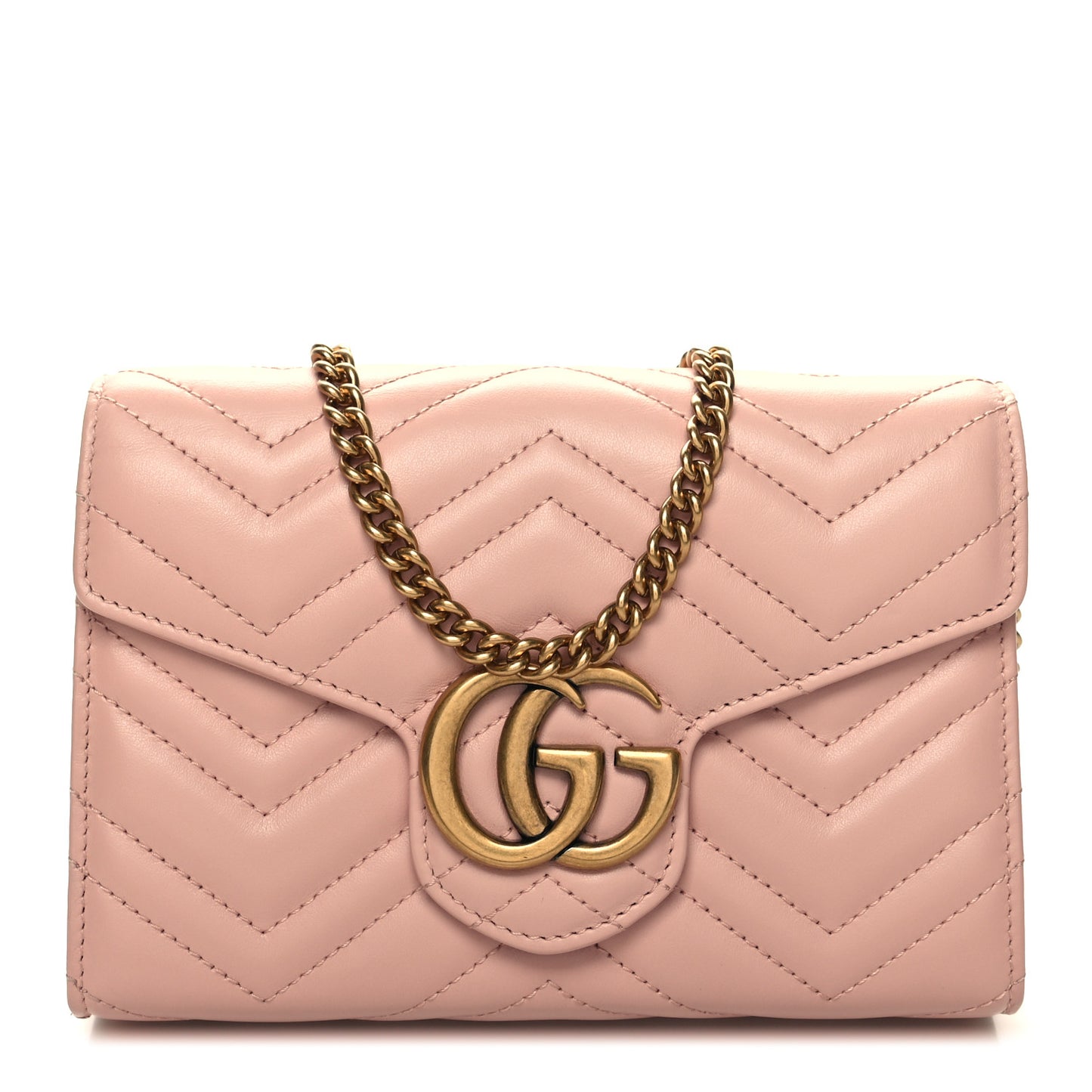 Calfskin Matelasse GG Marmont Chain Wallet Perfect Pink