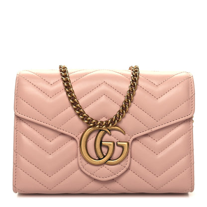 Gucci Calfskin Matelasse GG Marmont Chain Wallet Perfect Pink 1 of 12