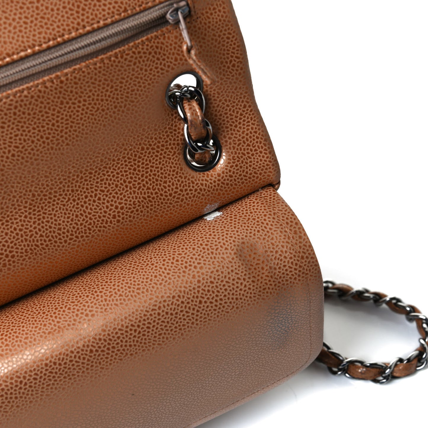 Metallic Caviar Quilted Jumbo Double Flap Copper