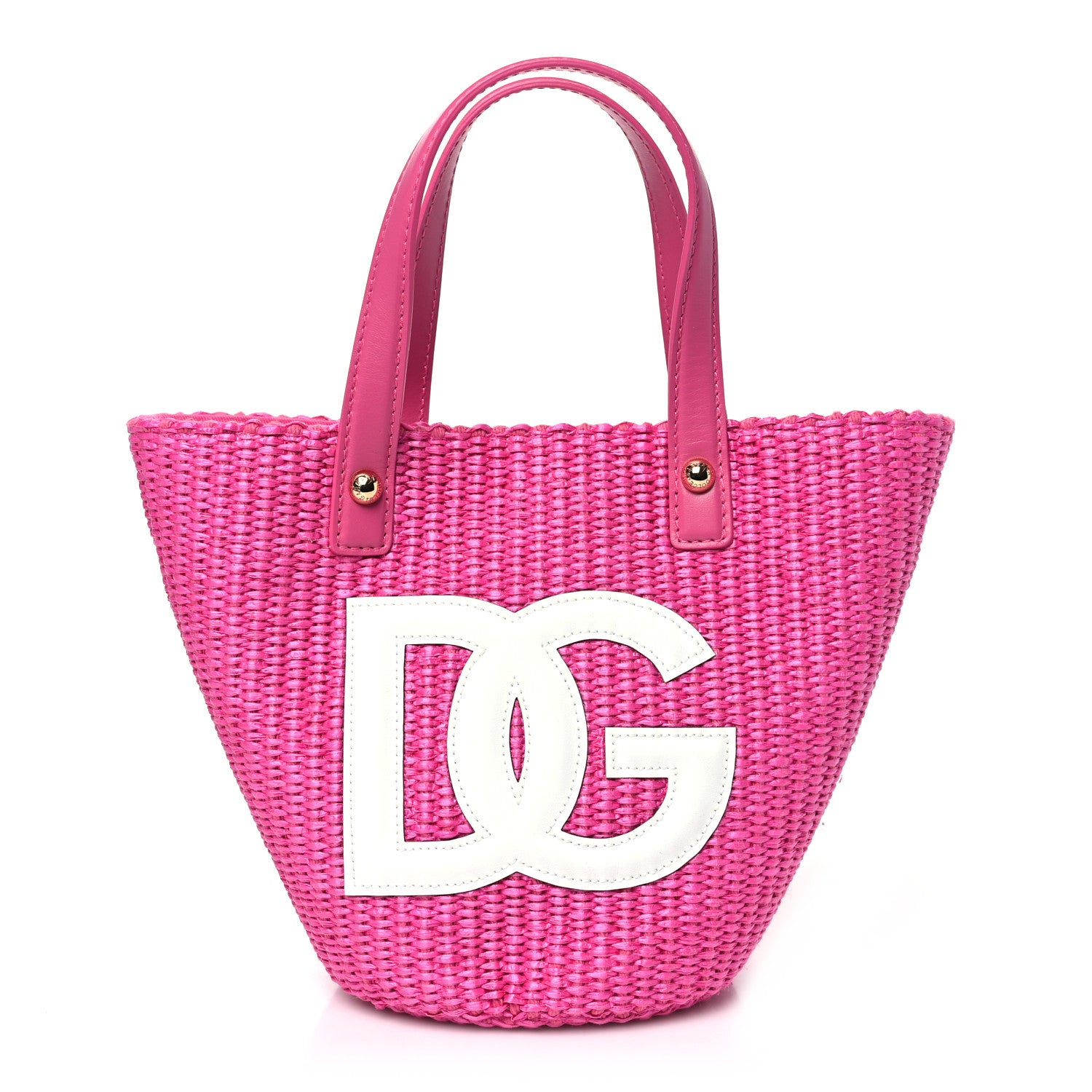 Dolce & Gabbana Woven Raffia Logo Tote Fuchsia 1 of 9