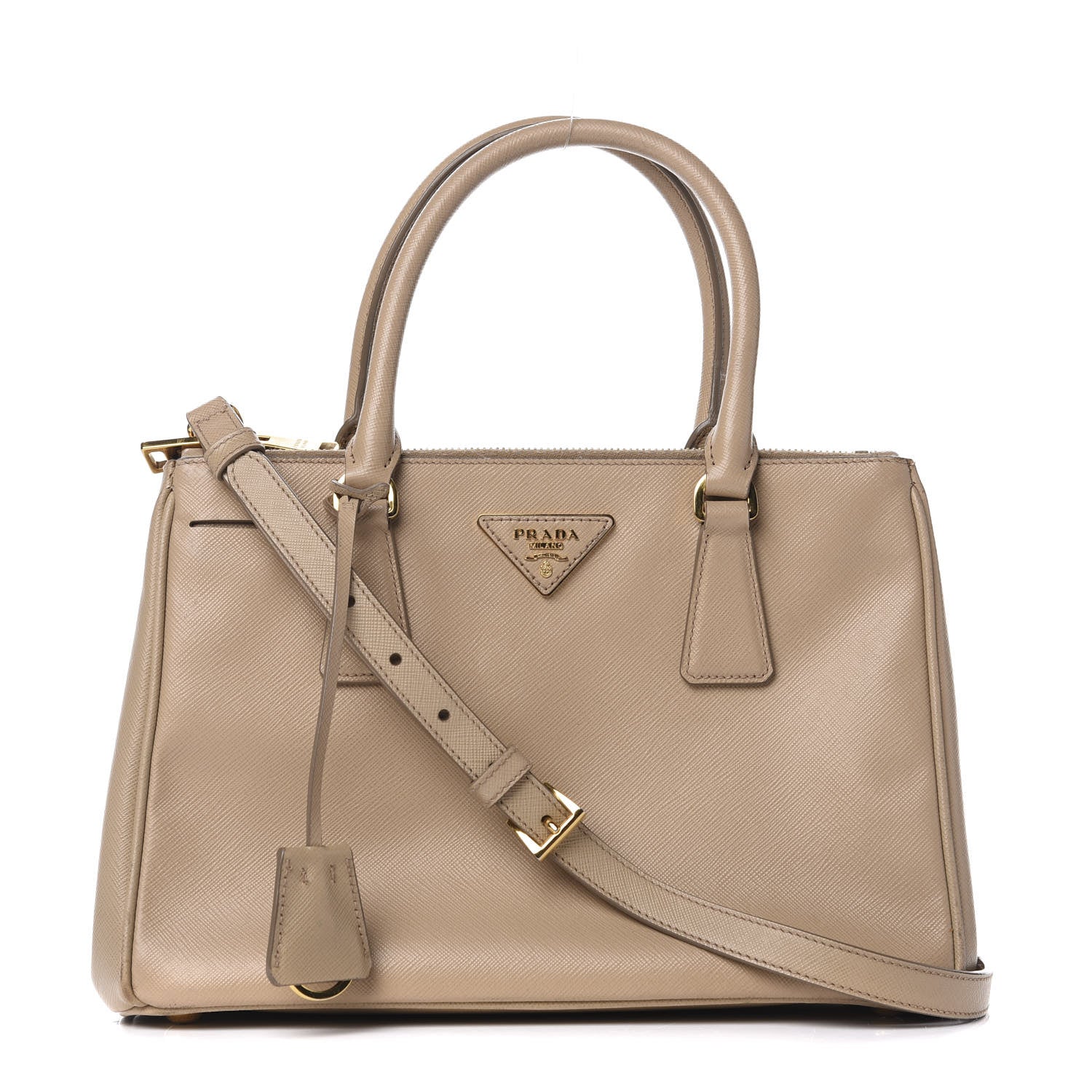 Prada Saffiano Small Galleria Double Zip Tote Sabbia 1 of 10