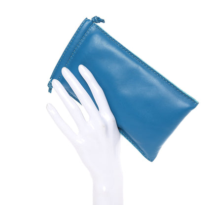 Hermes Lambskin Pilo Pouch Bleu Izmir Lagon 2 of 8