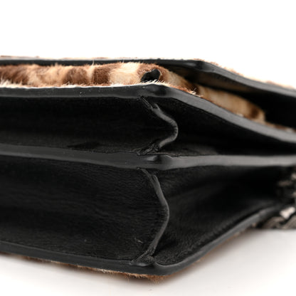 Saint Laurent Calf Hair Leopard Print Monogram Small Sunset Chain Wallet Natural Black 10 of 13