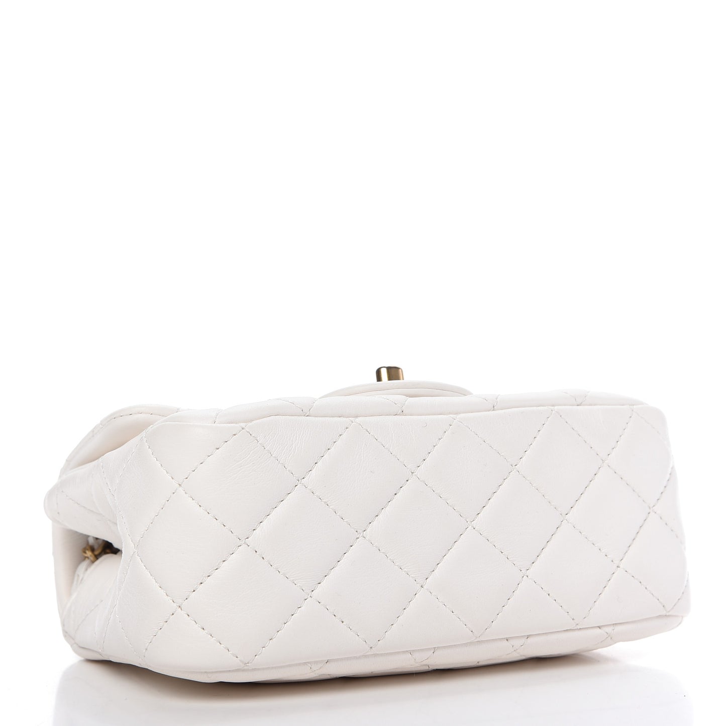 Lambskin Quilted Mini Pearl Crush Flap White