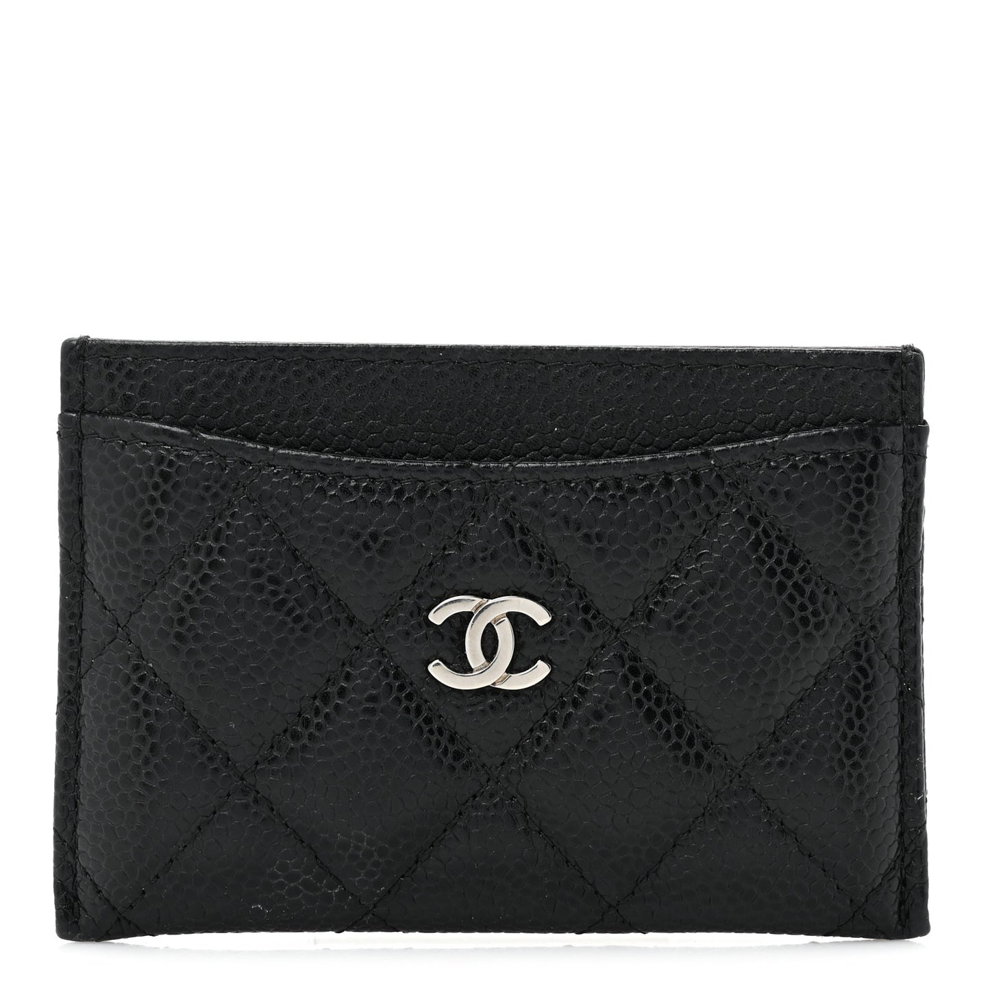 Caviar Quilted Card Holder Black