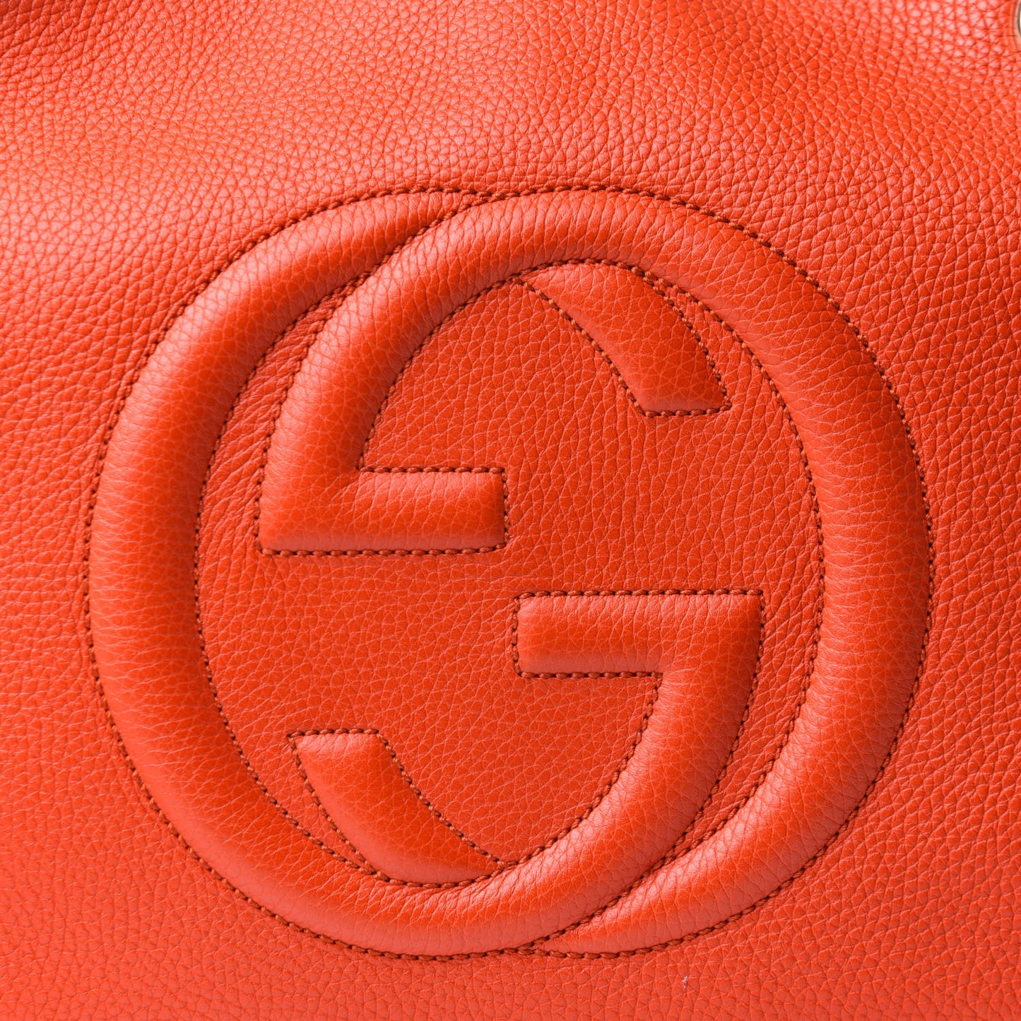 Pebbled Calfskin Medium Soho Chain Shoulder Bag Sun Orange