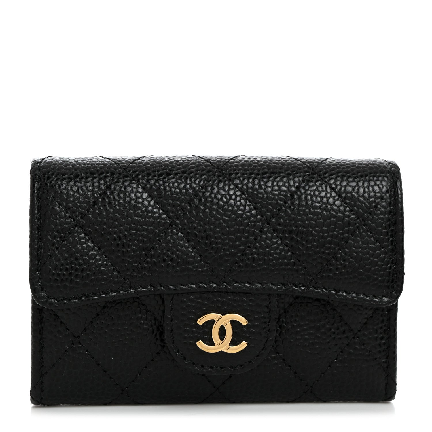 Chanel Caviar Quilted Flap Card Holder Wallet Black 1 of 9