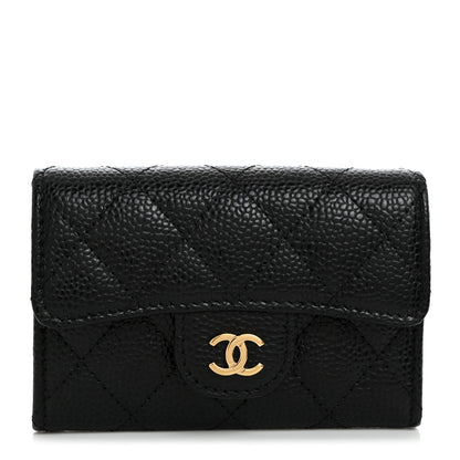 Chanel Caviar Quilted Flap Card Holder Wallet Black 1 of 9