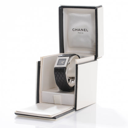 Chanel Stainless Steel Calfskin 19mm Quilted Matelasse Quartz Watch Black 5 of 8