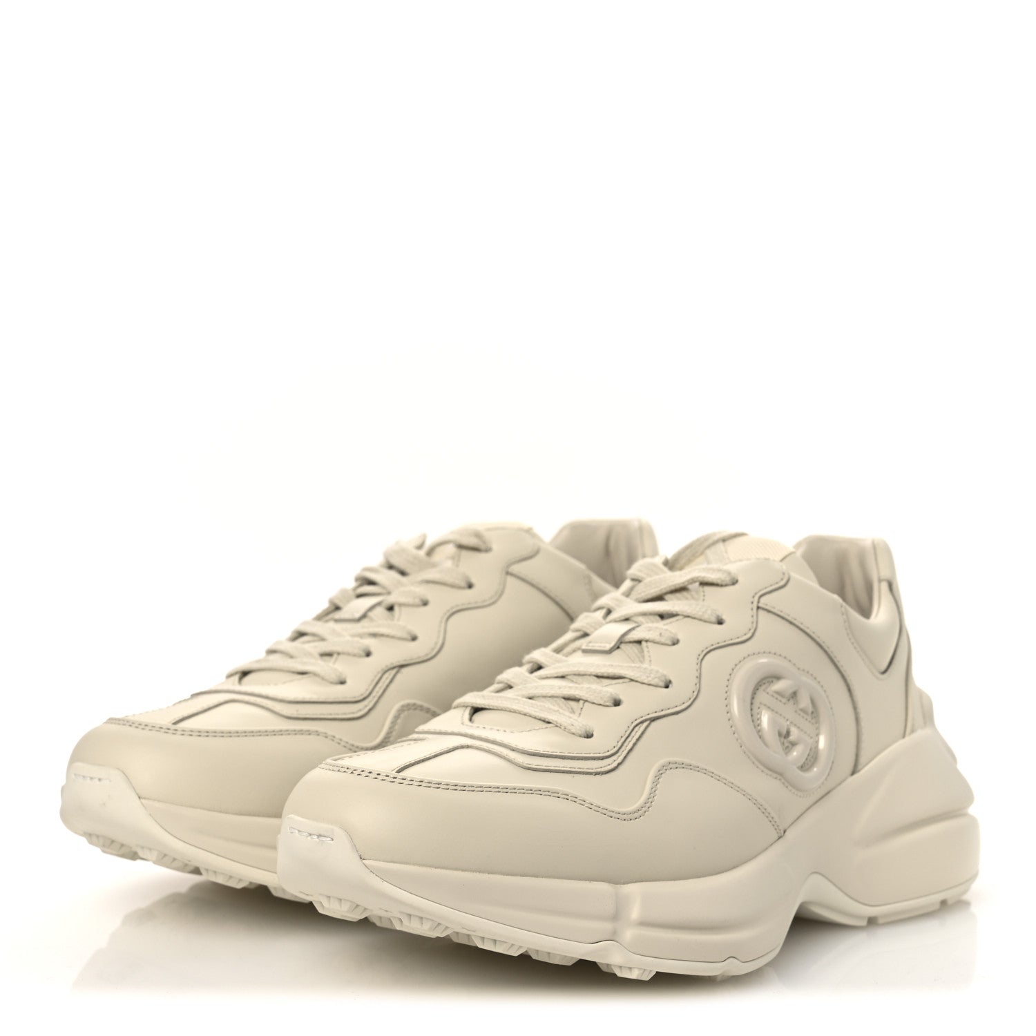 Gucci Apollo Calfskin Womens Interlocking G Rython Sneakers 40 Ivoire 4 of 12