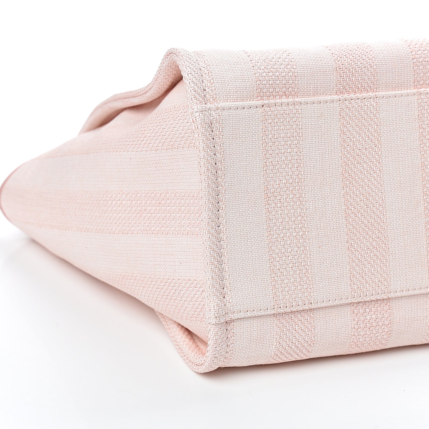 Straw Raffia Calfskin Striped Medium Deauville Tote Light Pink