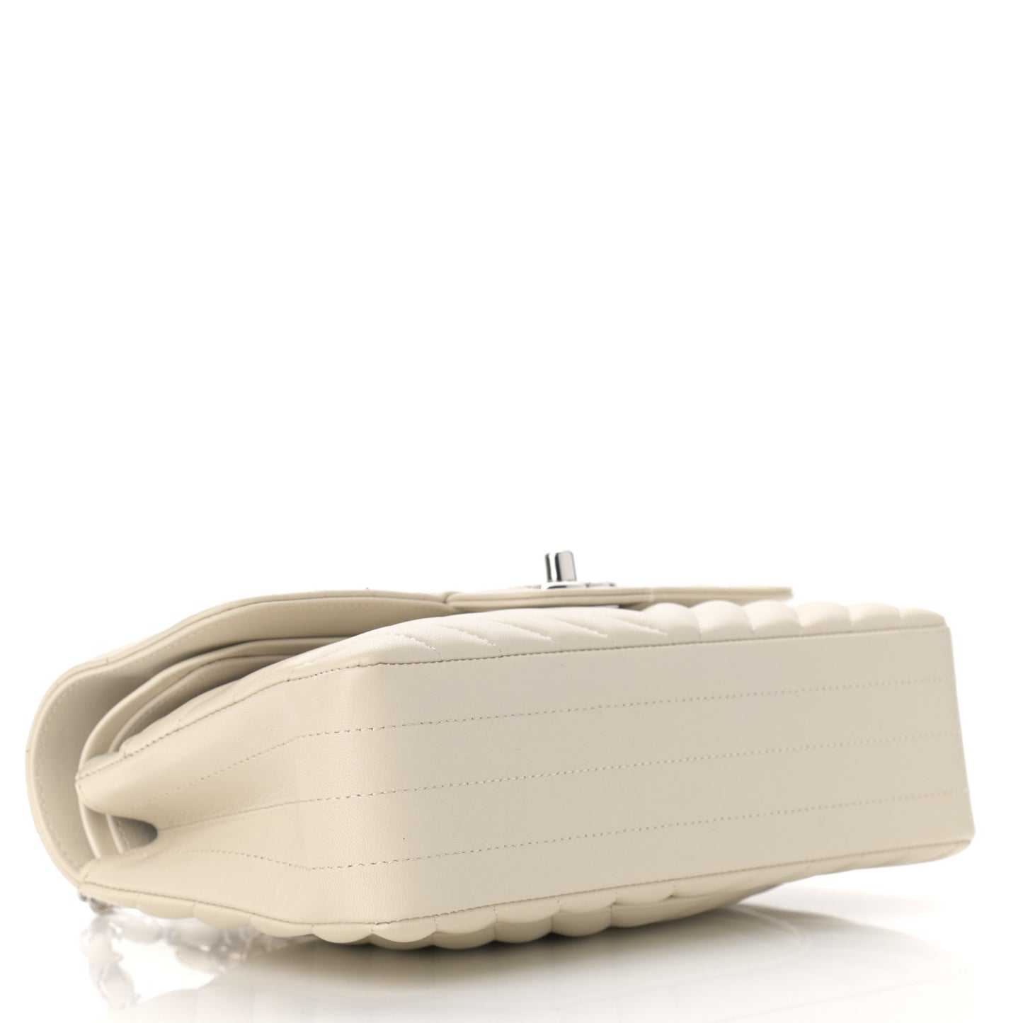 Lambskin Chevron Quilted Small Double Flap White