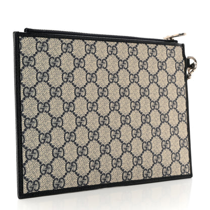 Gucci GG Supreme Monogram Textured Dollar Calfskin Web Ophidia Wristlet Pouch Beige Blue 3 of 9