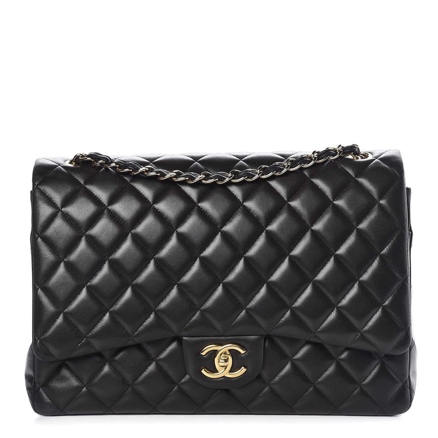 Chanel Lambskin Quilted Maxi Double Flap Black 1 of 12