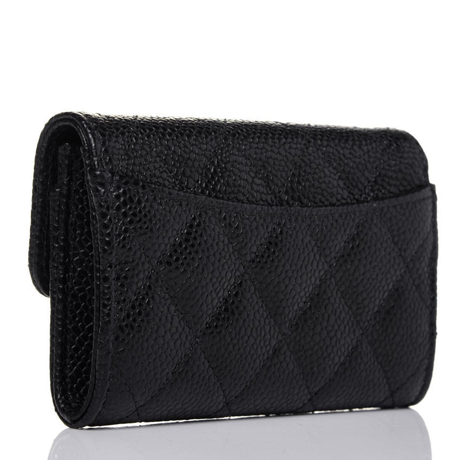 Chanel Caviar Quilted Flap Card Holder Wallet Black 3 of 9