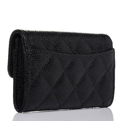 Chanel Caviar Quilted Flap Card Holder Wallet Black 3 of 9