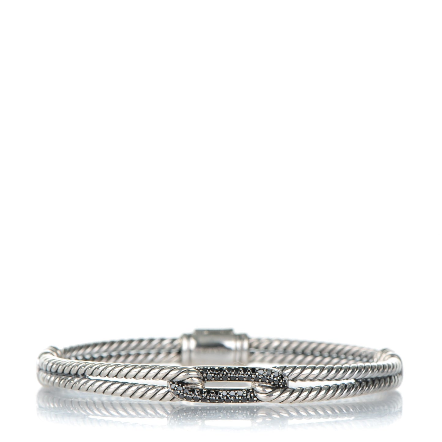 Sterling Silver Black Diamond 7mm Petite Mini Loop Bracelet