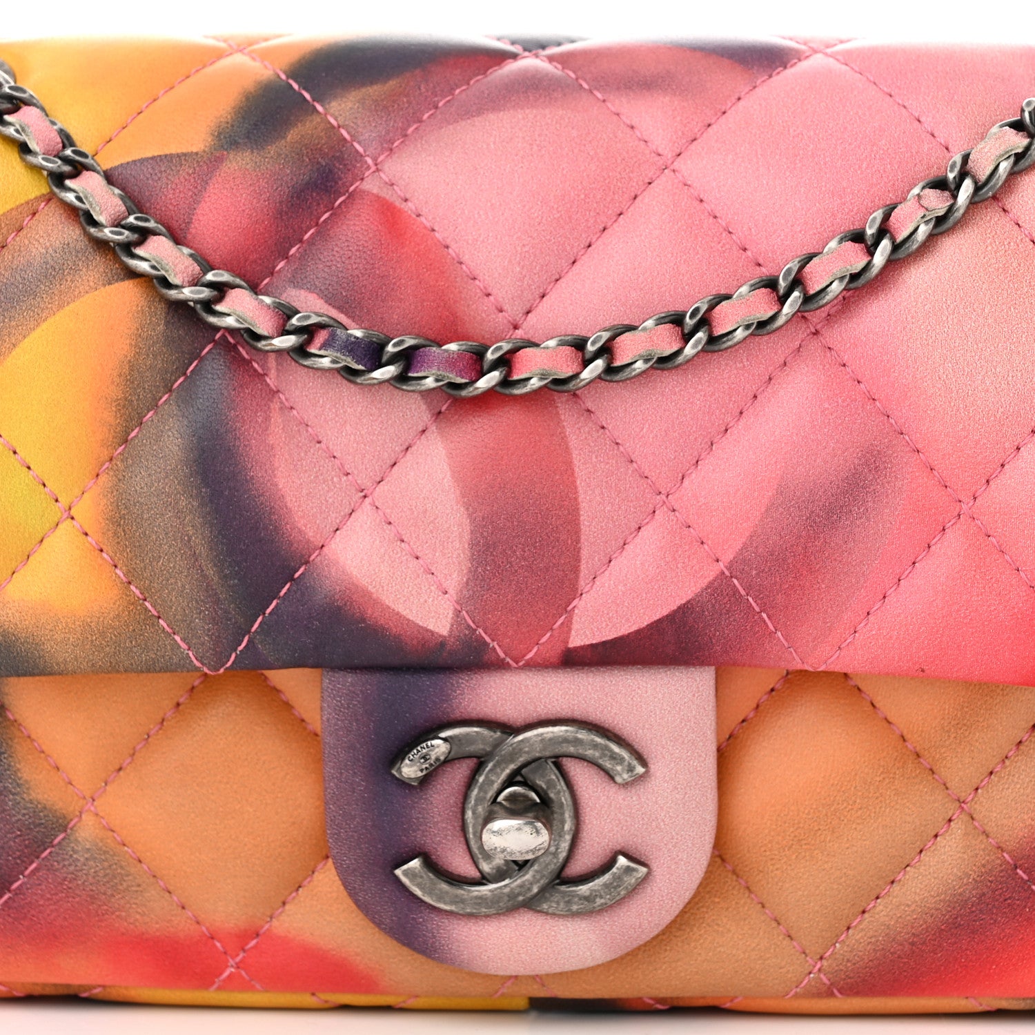Chanel Lambskin Quilted Small Flower Power Flap Ecru Orange Red Purple 7 of 10