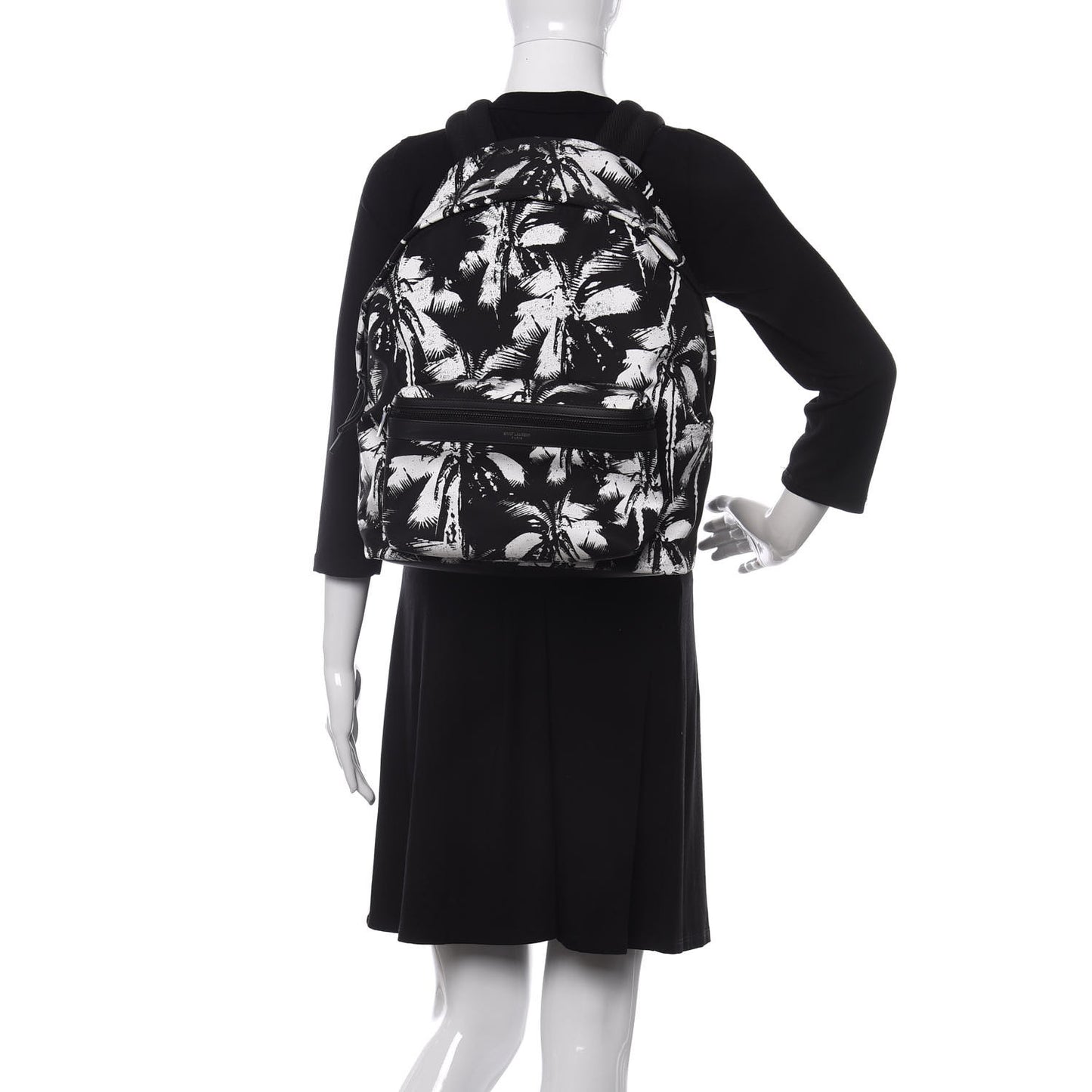 Canvas Palm Tree City Backpack Black White