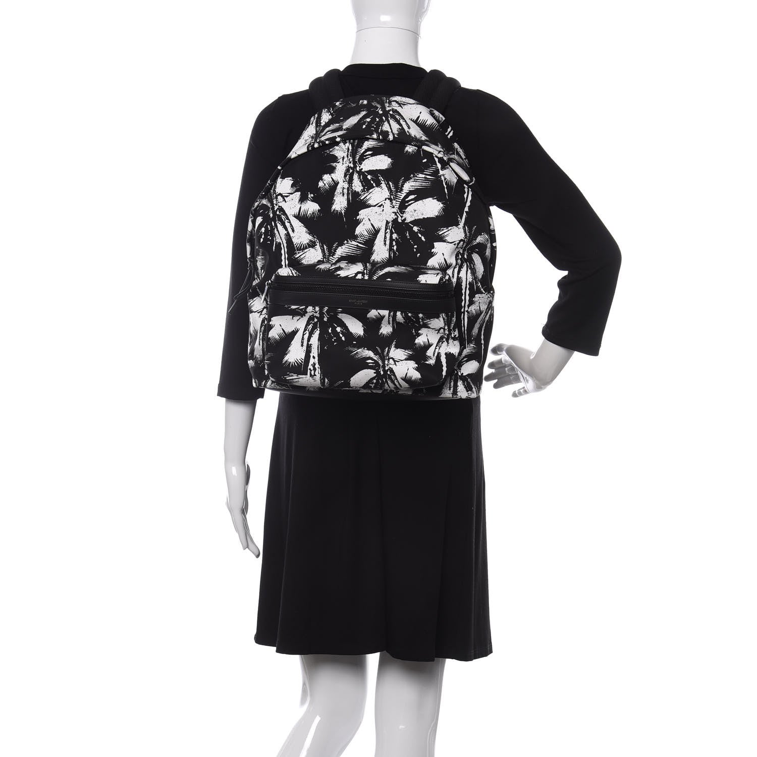 Saint Laurent Canvas Palm Tree City Backpack Black White 2 of 8