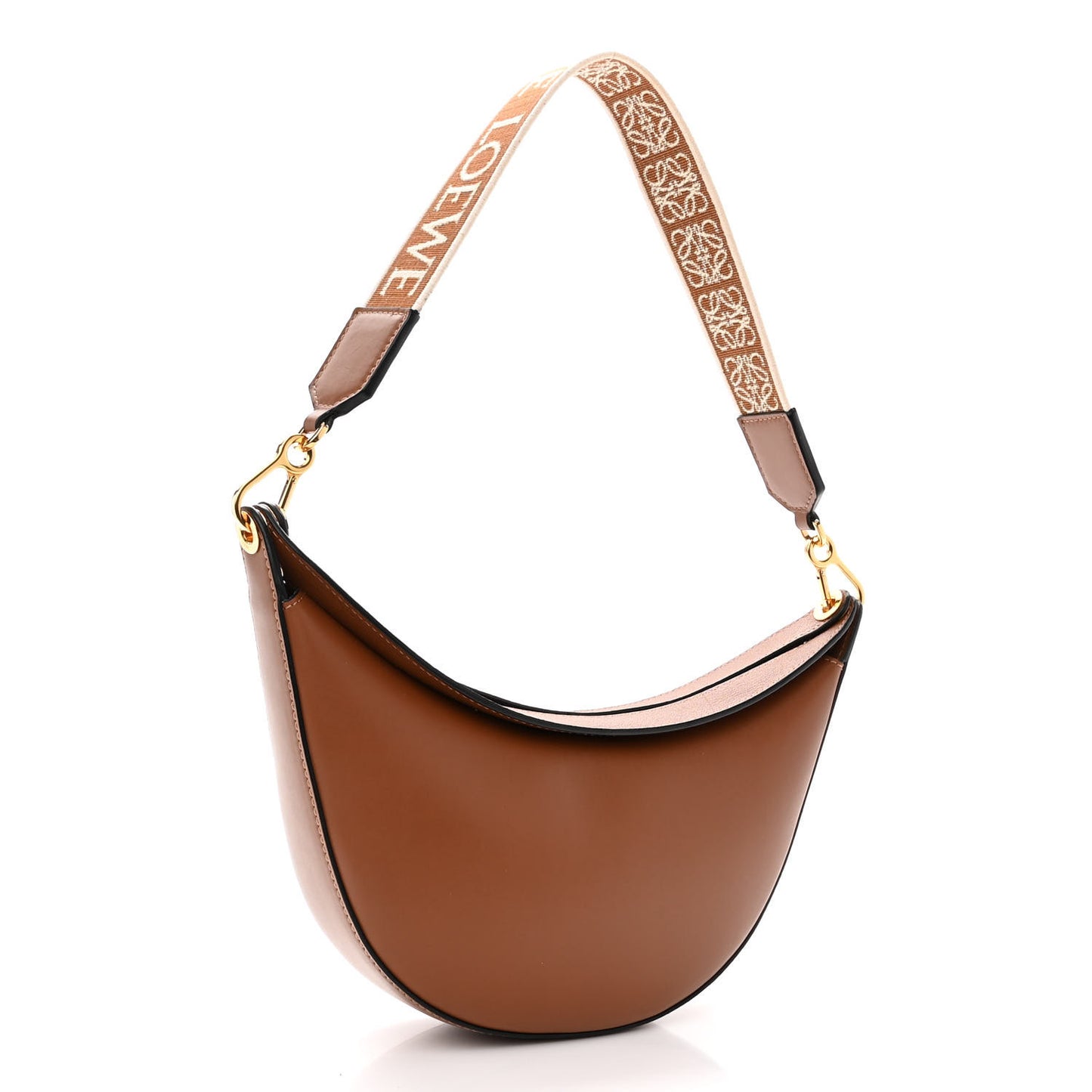 Satin Calfskin Jacquard Luna Bag Pecan